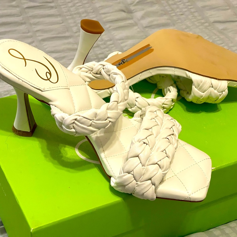 US Size 9 - WHITE MEGHAN BRAIDED MULE